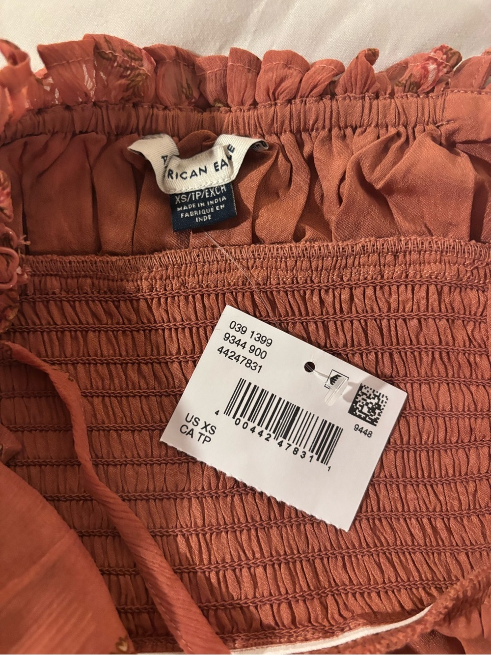 American Eagle Outfitters Rust Floral Ruffle Maxi Dress button up spaghetti - Picture 4 of 6